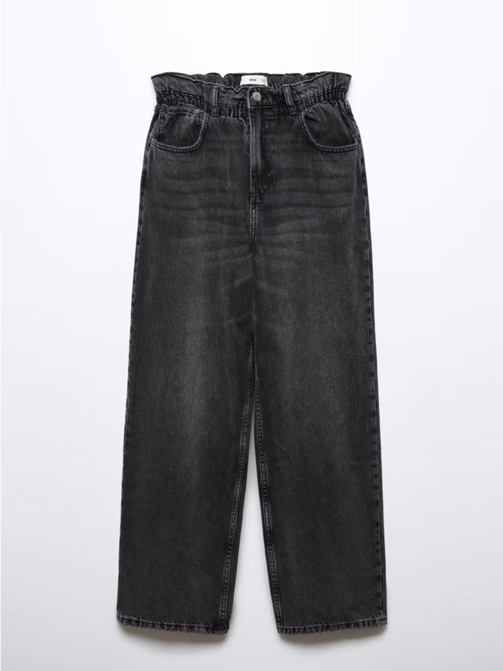 Mango High-Rise Paperbag Waist Jeans in Black